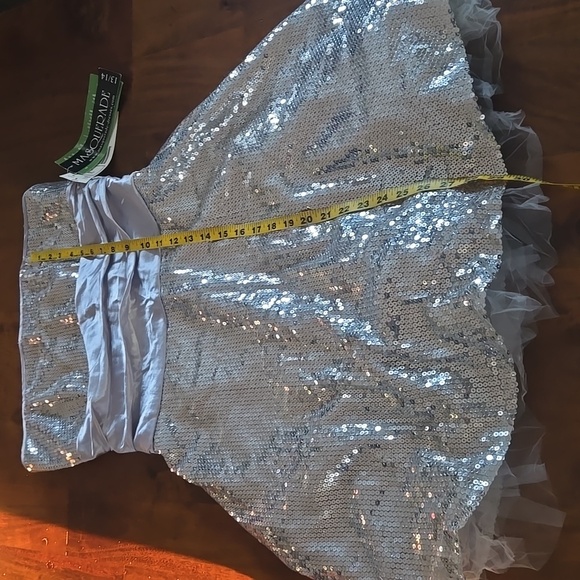 NWT Masquerade Strapless Silver Sequin Dress Size 13/14 - Picture 8 of 9